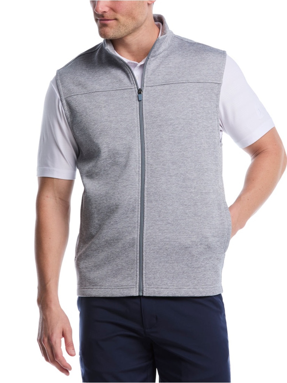 PGA TOUR Men's Mini Argyle Quilted Knit Golf Vest Gray Size M